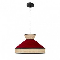 Distribuidor - Lâmpadas Diversas | Colgantes Moderno | COLGANTE FABRIZIO 1XE27 NATURAL/ROJO REGX40X40 CM Ref: 179994007